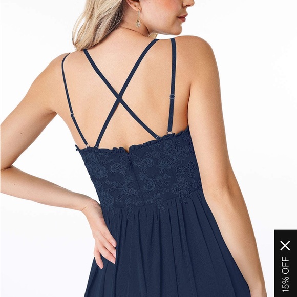 Azazie Shanna Bridesmaid Dress Dark Navy. EUC. Worn once. - Picture 5 of 8